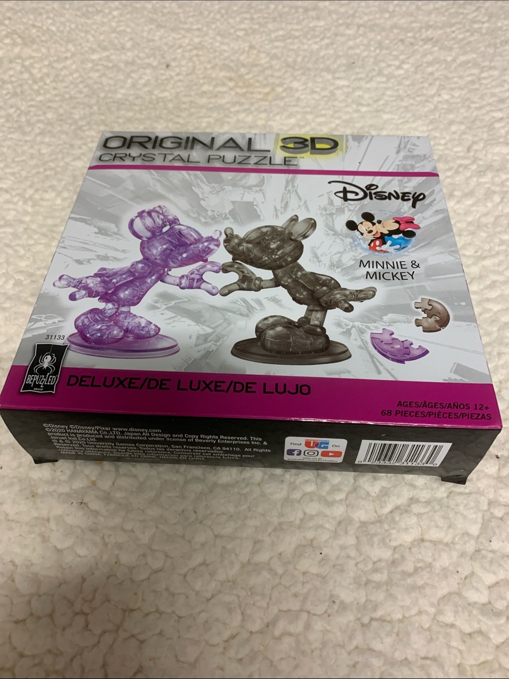 Disney Minnie & Mickey Mouse kissing 3D Crystal Puzzle Bedazzled NEW Love sign